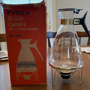 Pyrex 12-Cup Glass Carafe with Gold and Black Accents